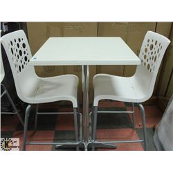 WHITE BAR HEIGHT TABLE W/2 CHAIRS