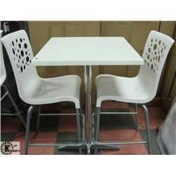 WHITE BAR HEIGHT TABLE W/2 CHAIRS