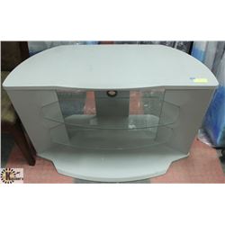 SILVER & GLASS TV STAND, 42 X 21 X 26