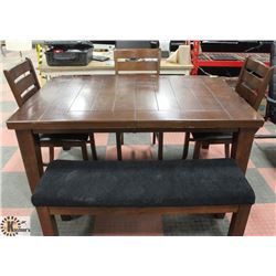 SOLID DARK WOOD DINING TABLE