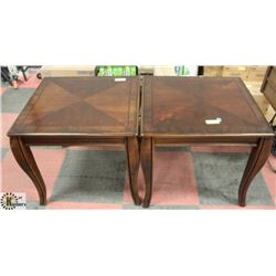 SET OF 2 SOLID DARK BROWN WOOD SIDE