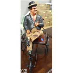 2-PC OLIVER HARDY SITTING ON 4-WHEEL