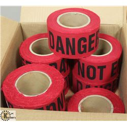 CASE WITH 8 ROLLS OF FABRIC FLAGGING IN RED