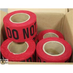 CASE WITH 8 ROLLS OF FABRIC FLAGGING IN RED