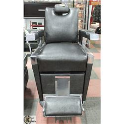 VINTAGE BARBER CHAIR WITH FOOT STOOL & NECK REST.