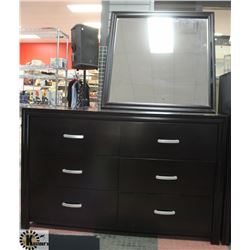 SOLID DARK WOOD 6-DRAWER DRESSER WITH