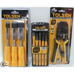 SEALED TOLSEN ITEMS 3 PC WOOD CHISEL