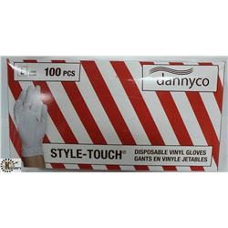 BOX OF DANNYCO STYLE-TOUCH VINYL GLOVES SZ LARGE