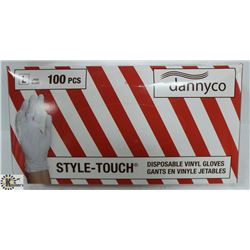 BOX OF DANNYCO STYLE-TOUCH VINYL GLOVES SZ LARGE