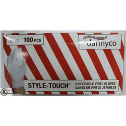 BOX OF DANNYCO STYLE-TOUCH VINYL GLOVES SZ LARGE