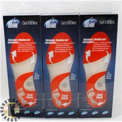 3 PAIRS OF NEW GEL GENIE INSOLES MEN'S SZ 5 - 8