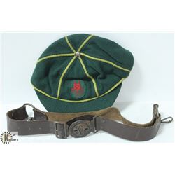 1950'S BOY SCOUTS BELT AND HAT CAP