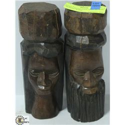 HAND CARVED 1950'S AFRICAN MAN / WOMAN  WOOD