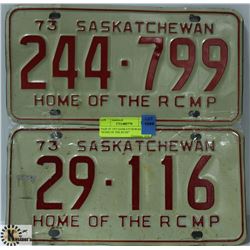 PAIR OF 1973 SASKATCHEWAN "HOME OF THE RCMP"