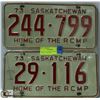 Image 1 : PAIR OF 1973 SASKATCHEWAN "HOME OF THE RCMP"