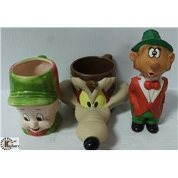 ELMER W.E. COYOTE & 1950'S HOBO FIGURE CUPS
