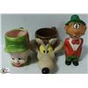 Image 1 : ELMER W.E. COYOTE & 1950'S HOBO FIGURE CUPS