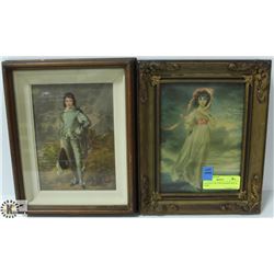 2 ANTIQUE PICTURE FRAMES BOY & A GIRL
