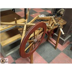 PRIMITIVE SPINNNING WHEEL AND WOOL WINDER