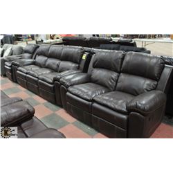 NEW BROWN RECLINING LEATHERETTE SOFA LOVESEAT CHAI