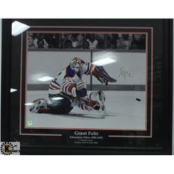LARGE GRANT FUHR AUTOGRAPHED OILERS PICTURE