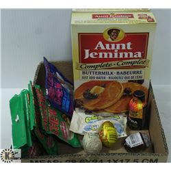 ASSORTED LOT WITH PANCAKE MIX, BIG LEAGUE CHEW