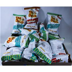LARGE BOX OF OLD DUTCH CHIPS, KETCHUP & SALT