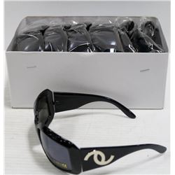 BOX OF DESIGNER BLACK SUNGLASSES 400 UV PROTECTION