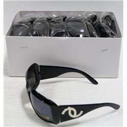 BOX OF DESIGNER BLACK SUNGLASSES 400 UV PROTECTION