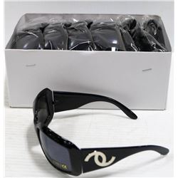 BOX OF DESIGNER BLACK SUNGLASSES 400 UV PROTECTION