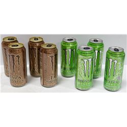 BOX OF 8 CANS OF MONSTER COFFEE & ULTRA PARADISE