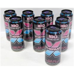 BOX OF 8 CANS OF ROCKSTAR BLUE RAZ ENERGY