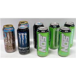 BOX OF 8 ASSORTED FLAVORED ENERGY DRINKS