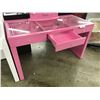 Image 2 : PINK 3 DRAWER GLASS TOP VANITY, 51" WIDE X 23.5" DEEP X 30" TALL, MIRROR NOT INCLUDED