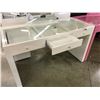 Image 3 : WHITE 3 DRAWER GLASS TOP VANITY, 51" WIDE X 23.5" DEEP X 30" TALL, MIRROR NOT INCLUDED