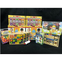 ASSORTED YOUNG KIDS TOYS INC. TEA PARTY SET, PET TREATS PLAY SET, CASH REGISTER, MAGNET LETTERS AND