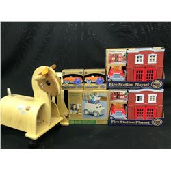 ASSORTED GREEN TOYS INC. FIRE STATION PLAY SETS, AMBULANCE, CONVERTIBLE AND MORE