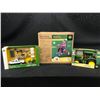 Image 1 : 3 JOHN DEERE TOYS INC. TOMY STEEL TRICYCLE, BRUDER 6920 TRACTOR AND TOMY UTILITY VEHICLE SET