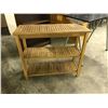 Image 2 : LOT OF FURNITURE INC. 5' X 79" BOOK CASES, 1 COMPARTMENT BOOK CASE, WOOD 3 TIER UTILITY TABLE, AND