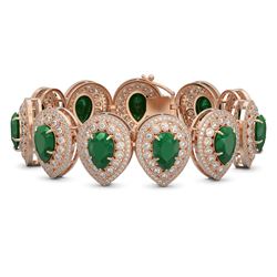 56.04 ctw Emerald & Diamond Victorian Bracelet 14K Rose Gold