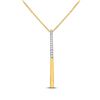 Image 1 : 14kt Yellow Gold Round Diamond Vertical Bar Pendant 1/20 Cttw