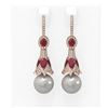 Image 1 : 6.8 ctw Ruby & Diamond Earrings 18K Rose Gold