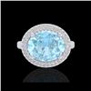 Image 2 : 4 ctw Aquamarine & Micro Pave VS/SI Diamond Ring 18K White Gold
