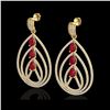 Image 1 : 4 ctw Ruby & Micro Pave VS/SI Diamond Designer Earrings 18K Yellow Gold