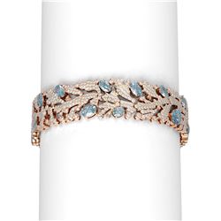 21.15 ctw Aquamarine & Diamond Bracelet 18K Rose Gold