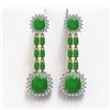 Image 1 : 16.72 ctw Jade & Diamond Earrings 14K Yellow Gold