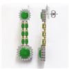 Image 2 : 16.72 ctw Jade & Diamond Earrings 14K Yellow Gold