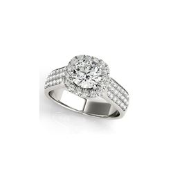 1.8 ctw Certified VS/SI Diamond Halo Ring 18K White Gold