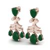 Image 2 : 11.97 ctw Emerald & VS Diamond Earrings 18K Rose Gold