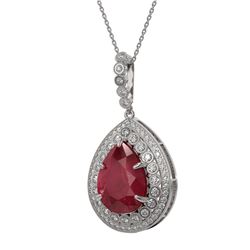 15.87 ctw Certified Ruby & Diamond Victorian Necklace 14K White Gold